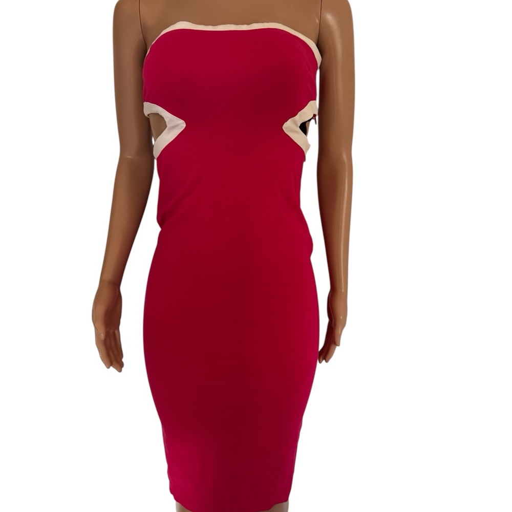 Forever 21 Strapless Fuchsia Dress with Cream Accents
